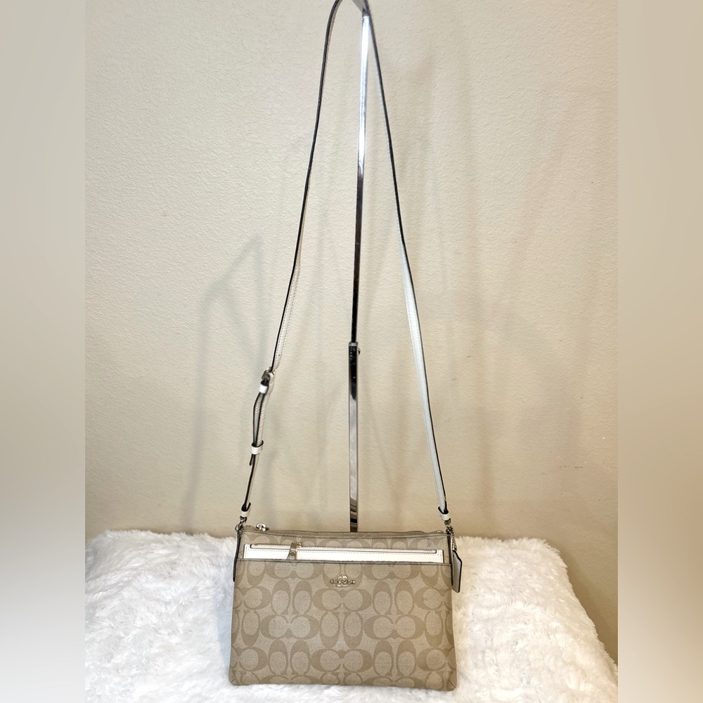 Coach Leather Crossbody Bag in Signature Canvas